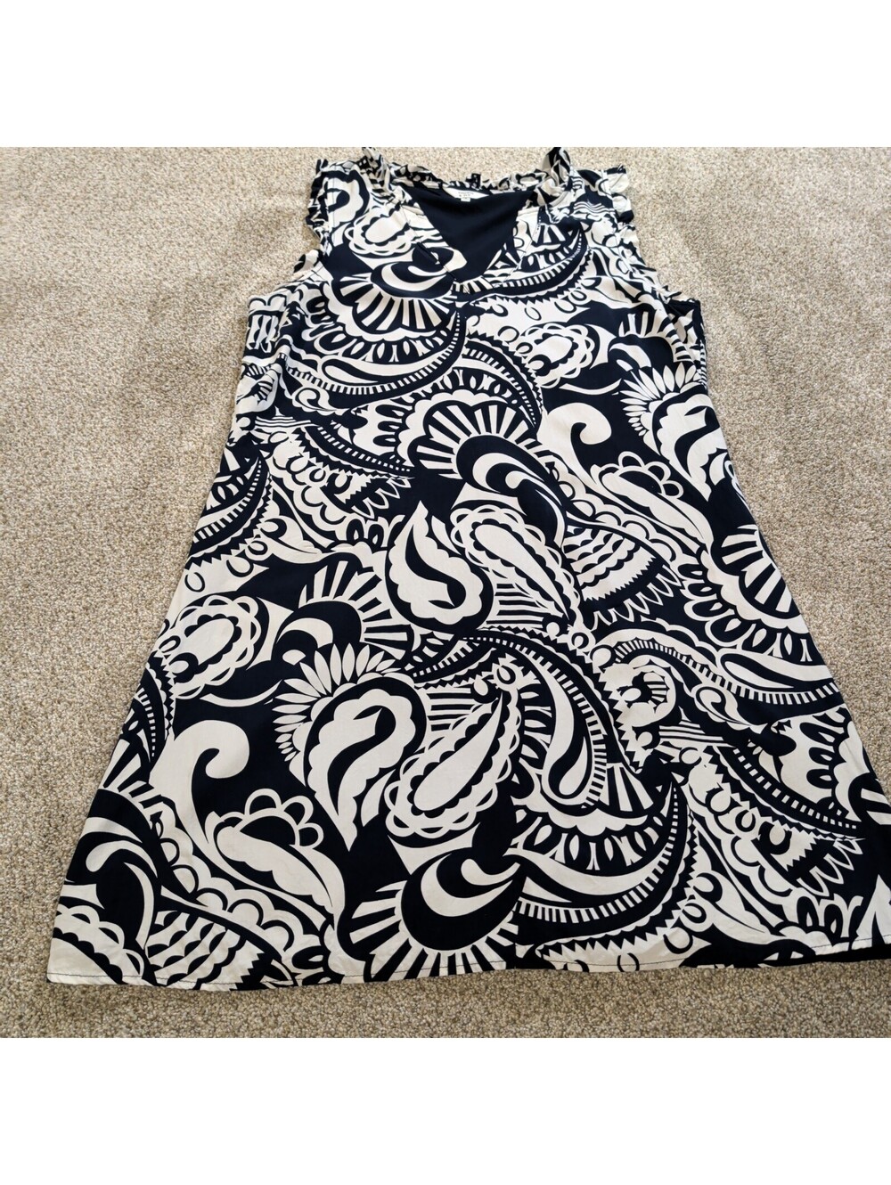 crown & ivy Black and White Paisley Sleeveless Dress Size S